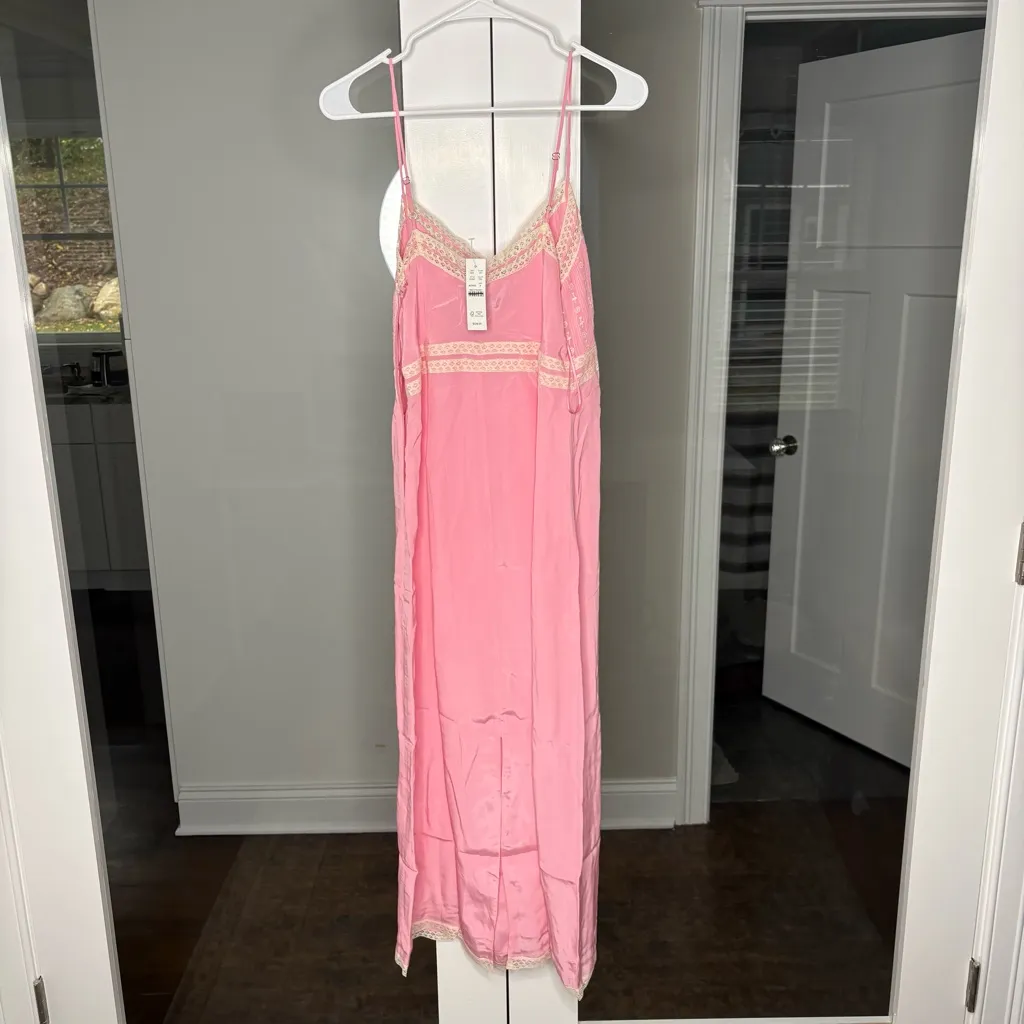 NWT J. Crew Pintuck Lace-trim Slip Dress Crepe de Chine Pink - Image 3