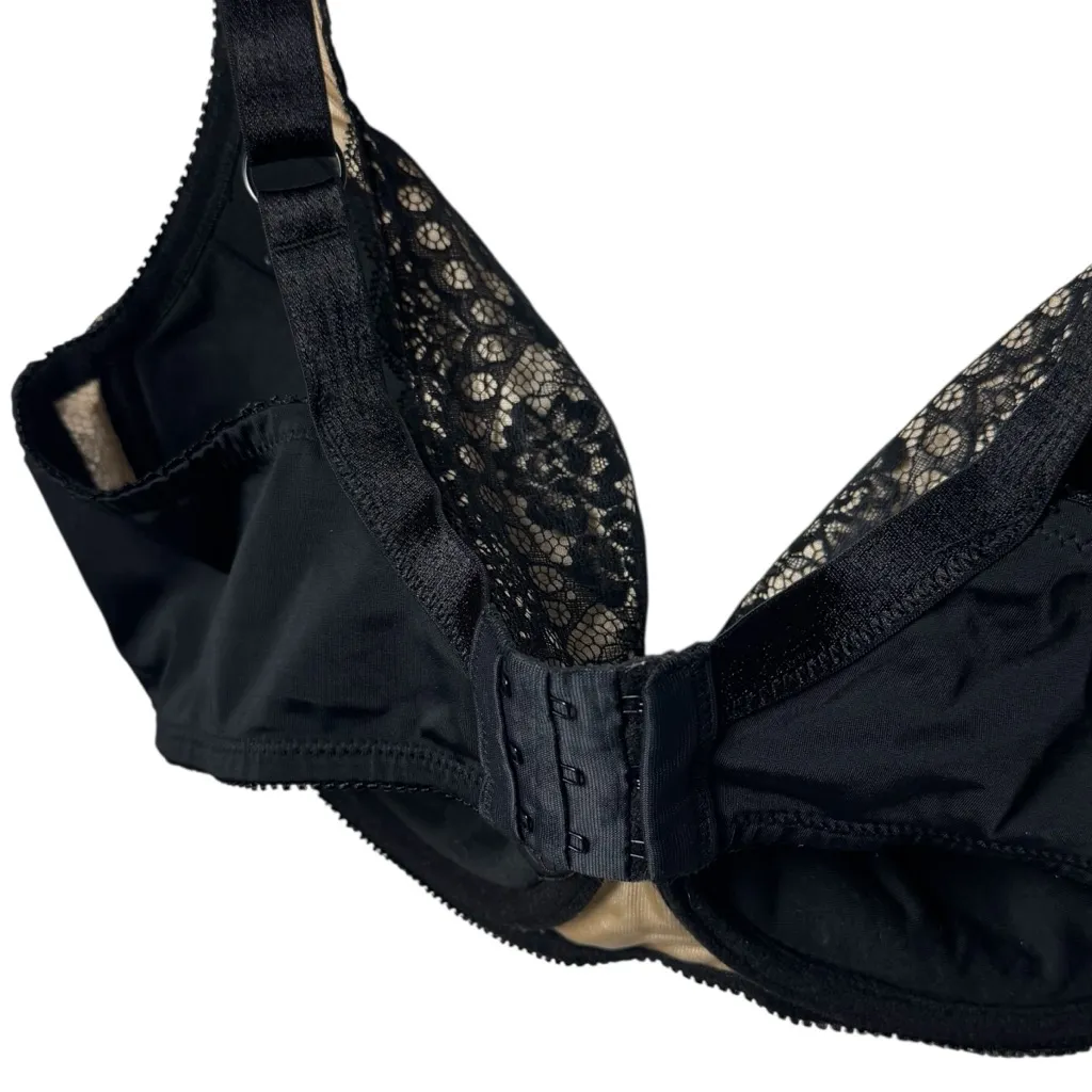 Frederick’s of Hollywood Black and Tan Lace Sexy Feminine Burlesque Bra 42F - Image 7