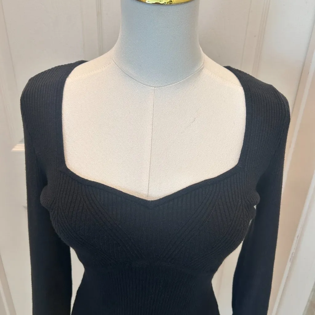 ABERCROMBIE FITCH Black Long Sleeve Knit Dress in Size Small - Image 4