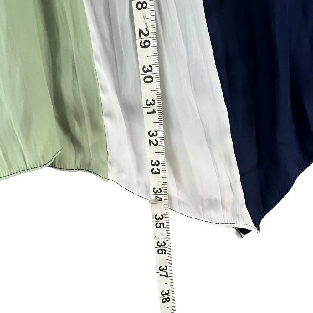 Ramy Brook Kat Mini Dress XXS Blue White Sage Color Block High Neck Breezy Boho - Image 10