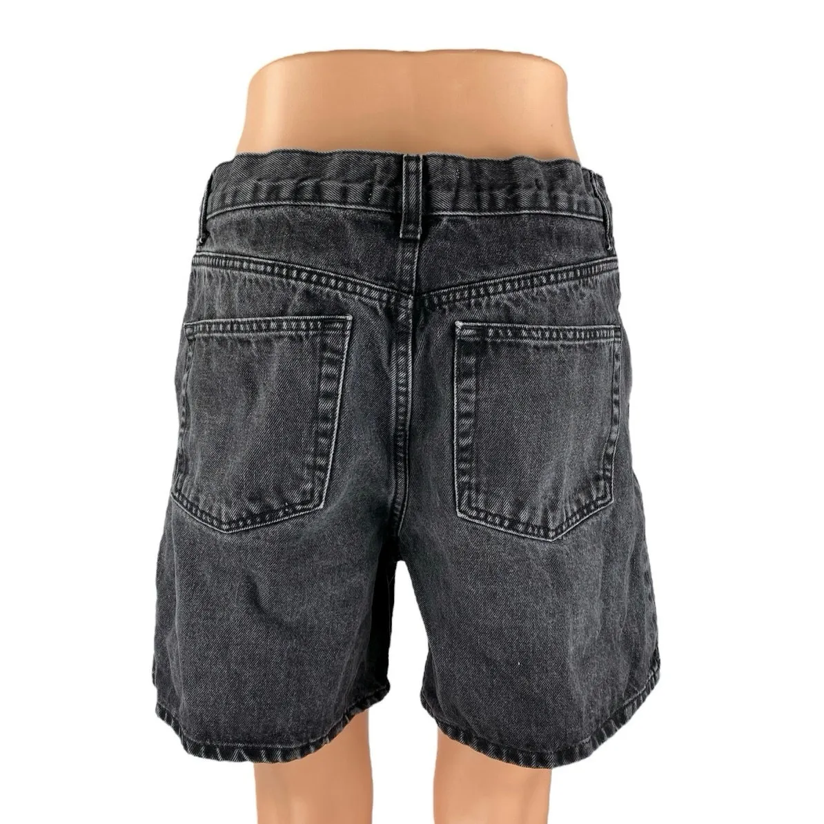 MNG Mango Women's Black High Waisted Straight Leg Denim Bermuda Shorts Size 8 - Image 3