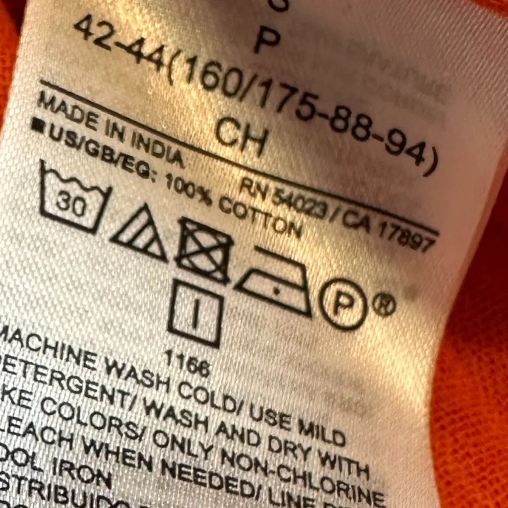 Gap Bright Orange Long Sleeve Shirt Top Blouse Comfy Gauze Crew Neck Size Small - Image 9