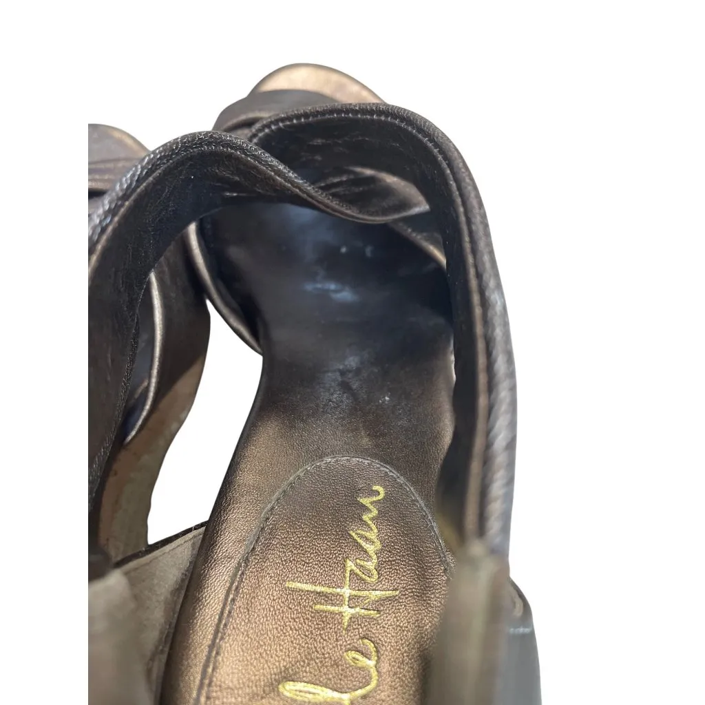 Cole Haan Womans Gold Beige 4" Wedge Heels Shoes Sz 9527 - Image 11