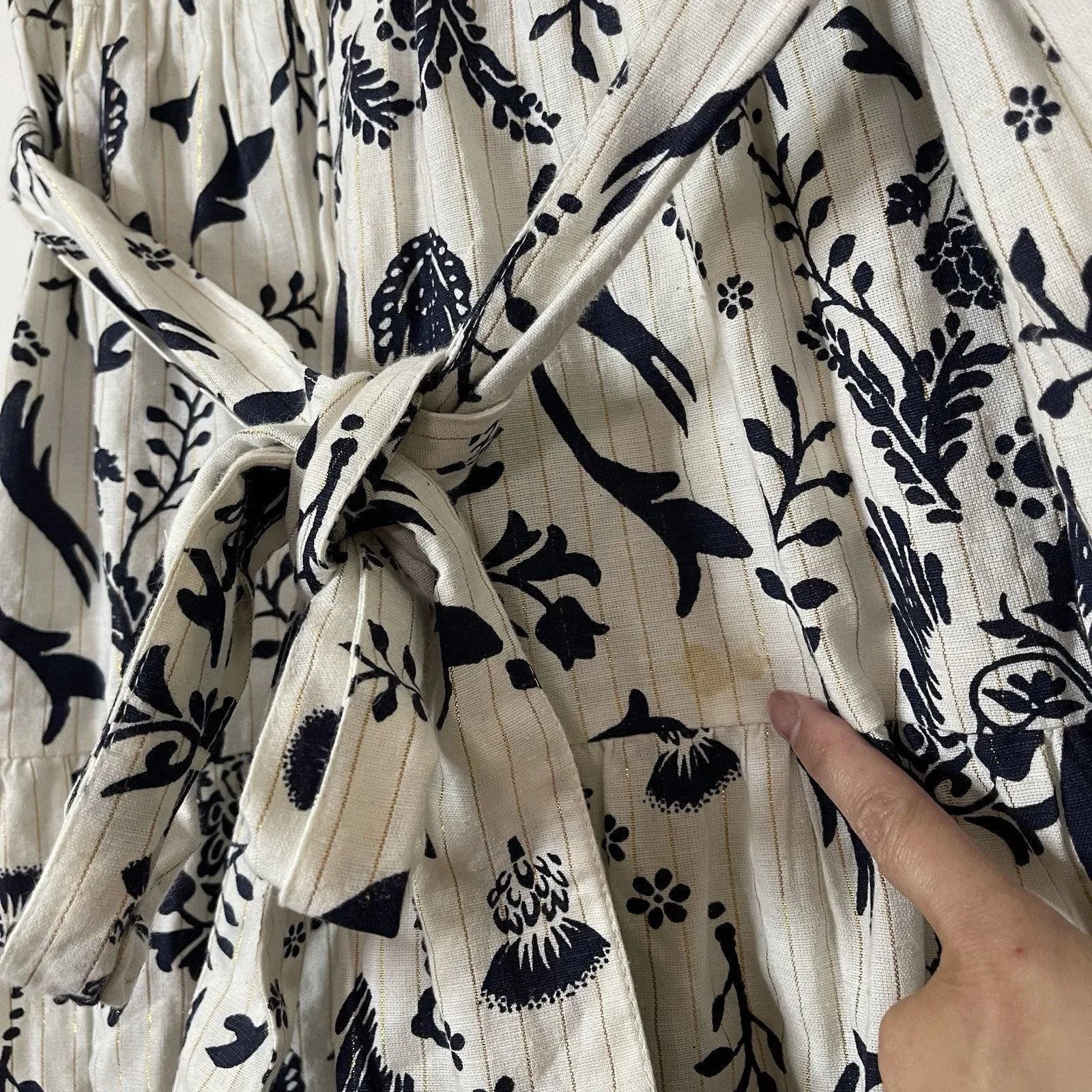 Roller Rabbit Womens floral white belted midi dress size XS - Image 5