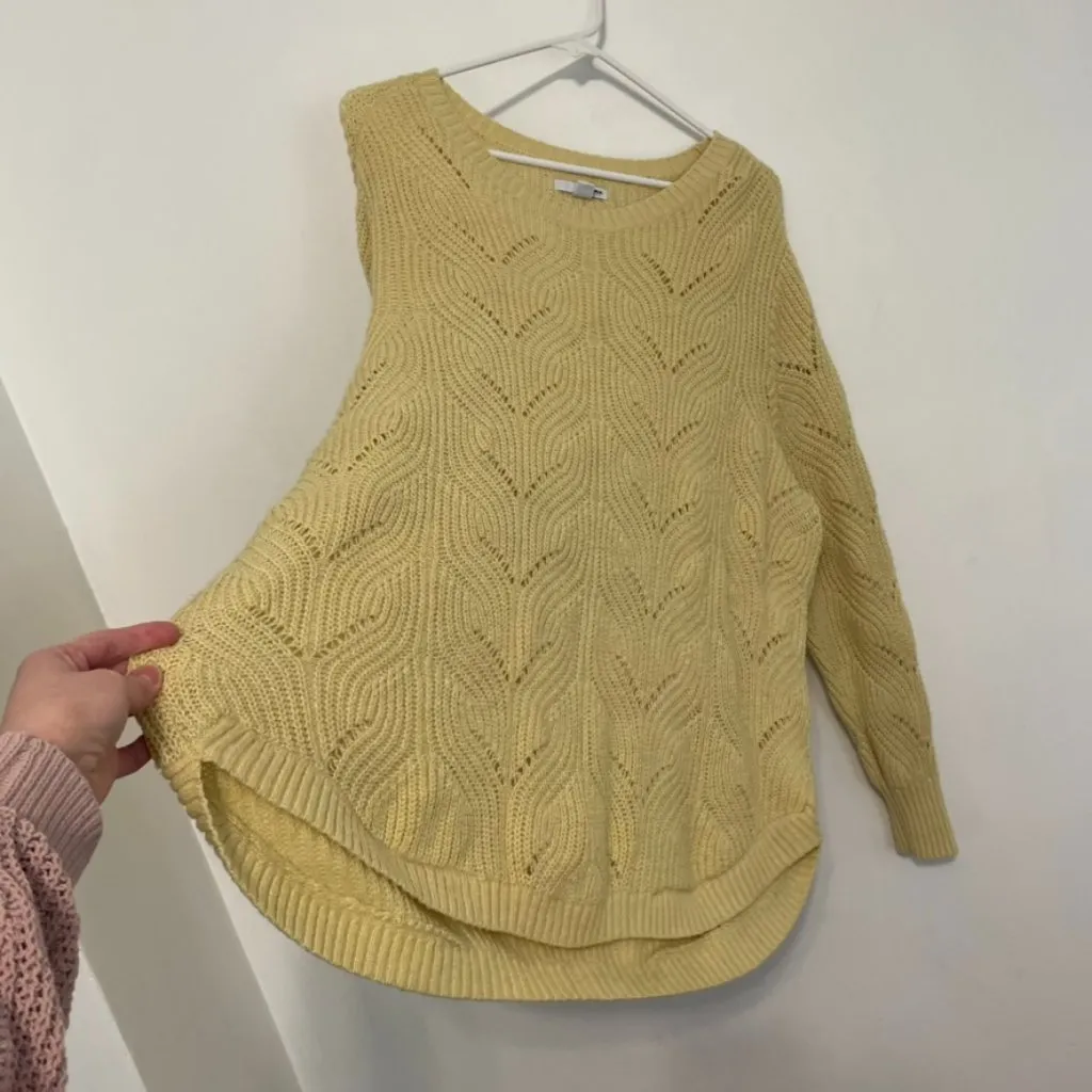 SONOMA Cozy Wave Stitch Crewneck Sweater Light Yellow Open Weave Knit Crew Neck - Image 11