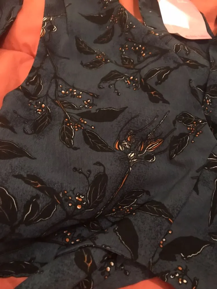 Navy Patterned Tie Crop Shirt Blue - Image 6