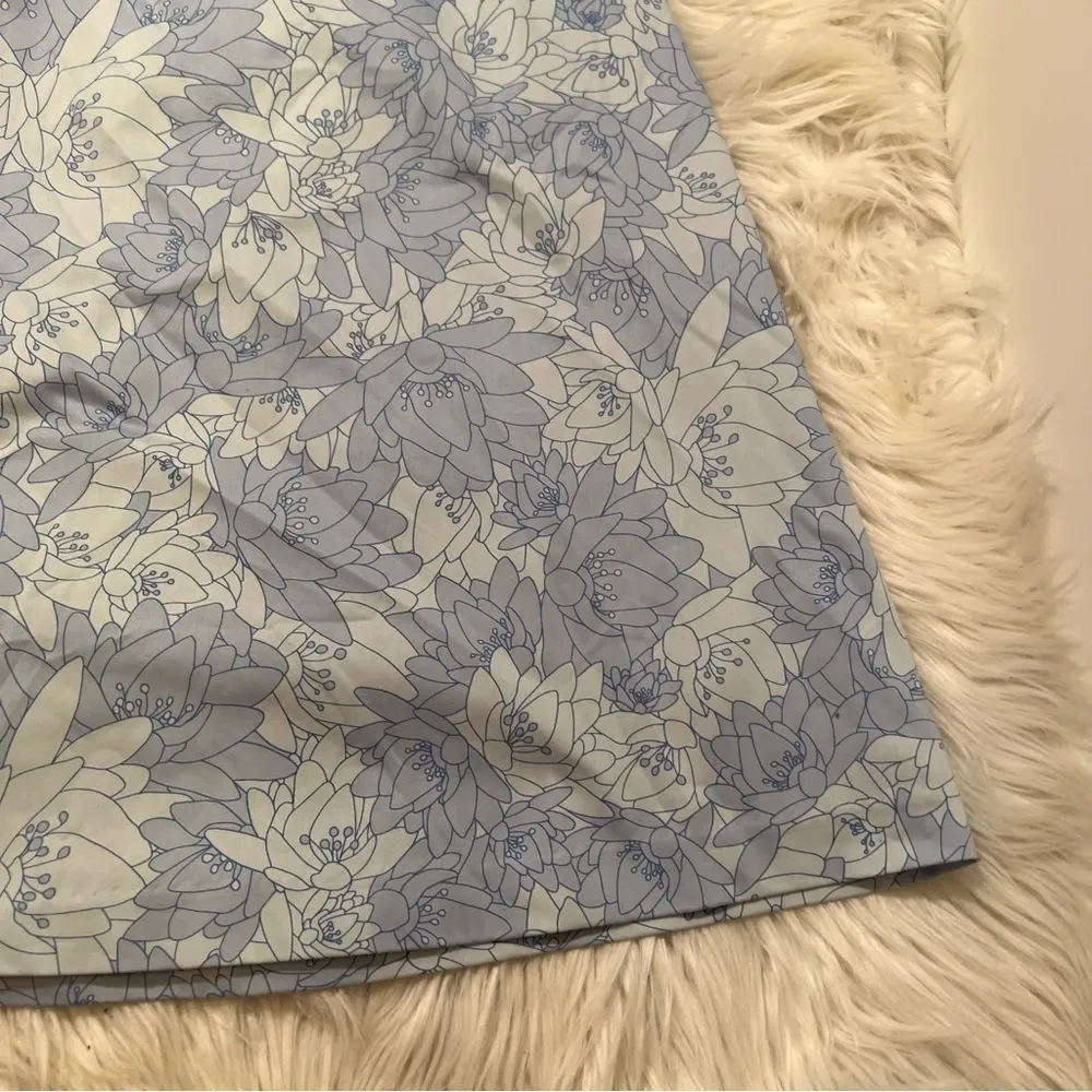 Apostrophe Sateen A-Line Skirt Blue Fog Floral - Image 5