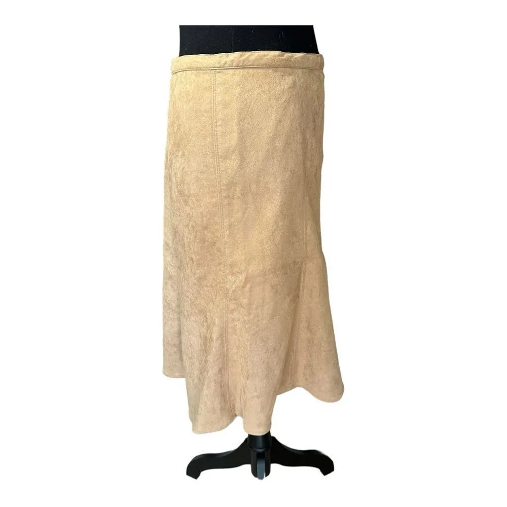 Liz Claiborne Faux Suede Tan Skirt Sz 6 - Image 7