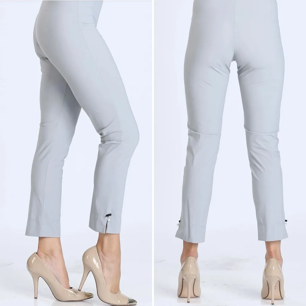 NWT I C by Connie K Pearl Detail Pull On Ankle Pants in Light Gray Sz Small🧡 - Image 2