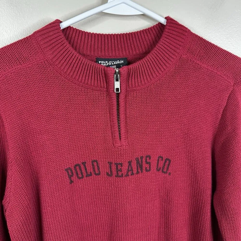 NEW Polo Jeans Co. Ralph Lauren Vintage 90s Y2K Pullover Cotton Sweater Womens L - Image 3