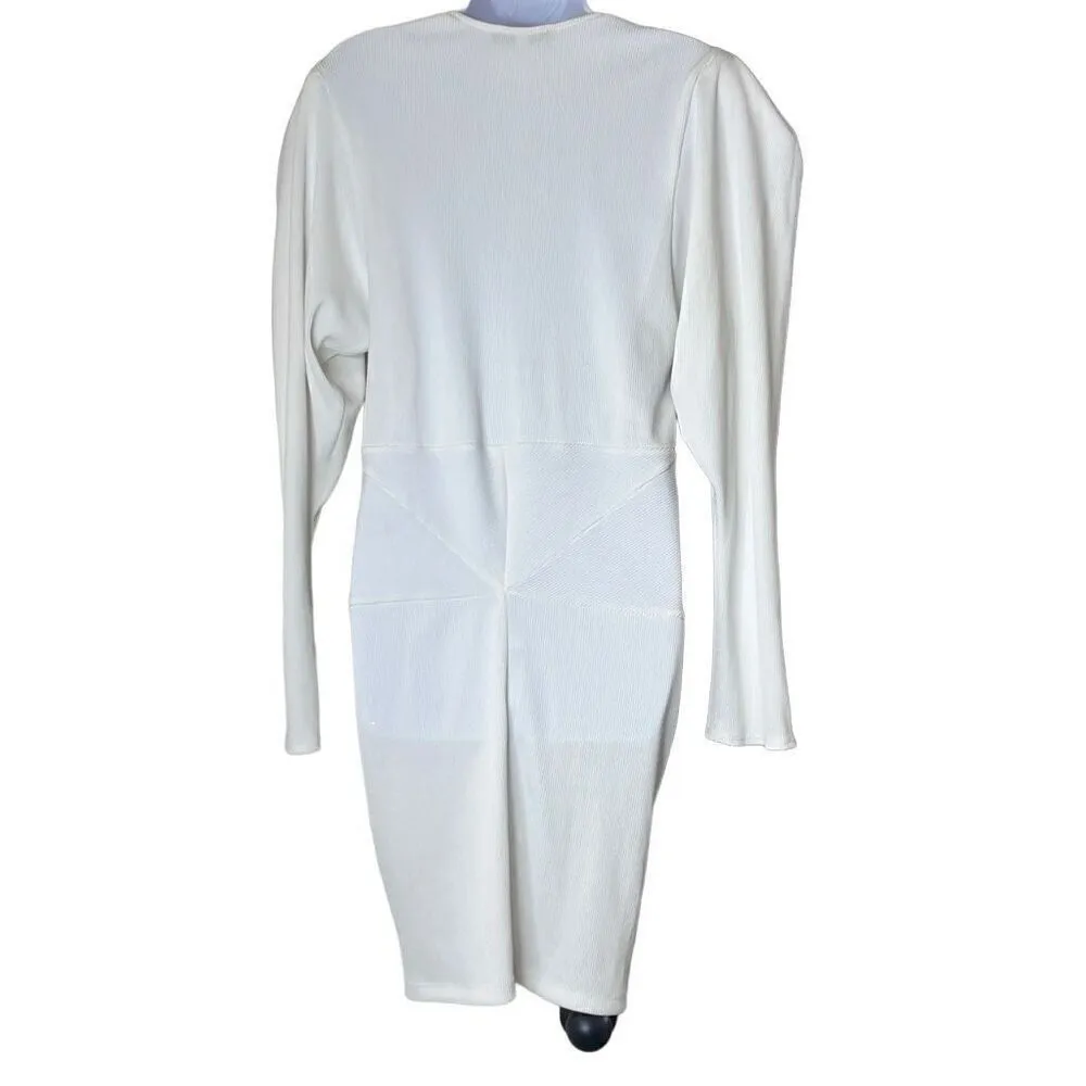 Kimberly Taylor Large Icon Blanc Dress Ivory Plunge Twist Front Long Sleeve NWT - Image 2