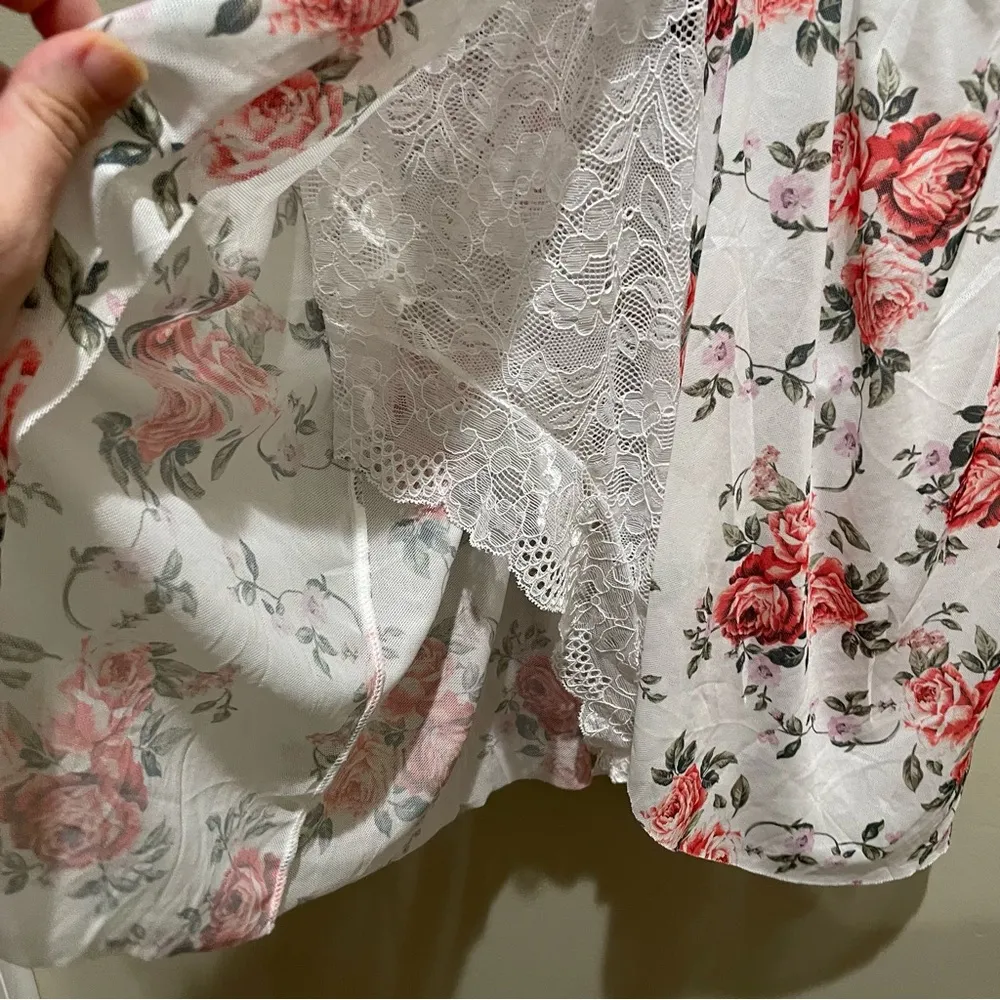 Avidlove Rose Floral Lace Babydoll Chemise Bodysuit Red White Plus Size 14W - Image 7