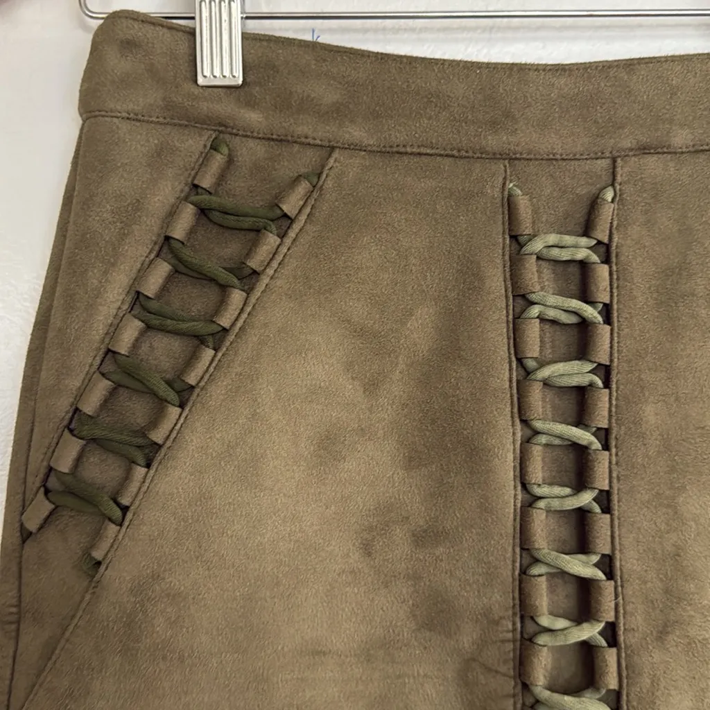 MOVING SALE - LF Seek the Label olive soft suede mini skirt - Image 3