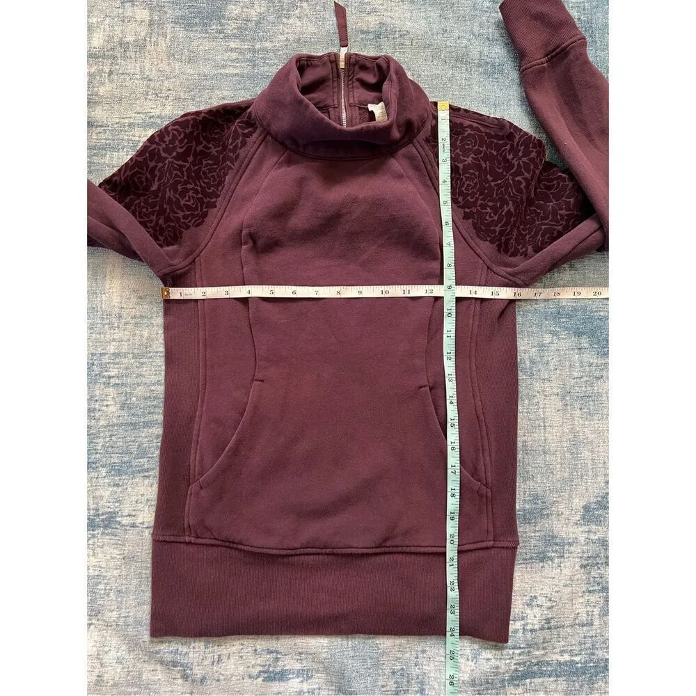 Lululemon Floral Flock Pullover in Black Cherry Size 4 - Image 5