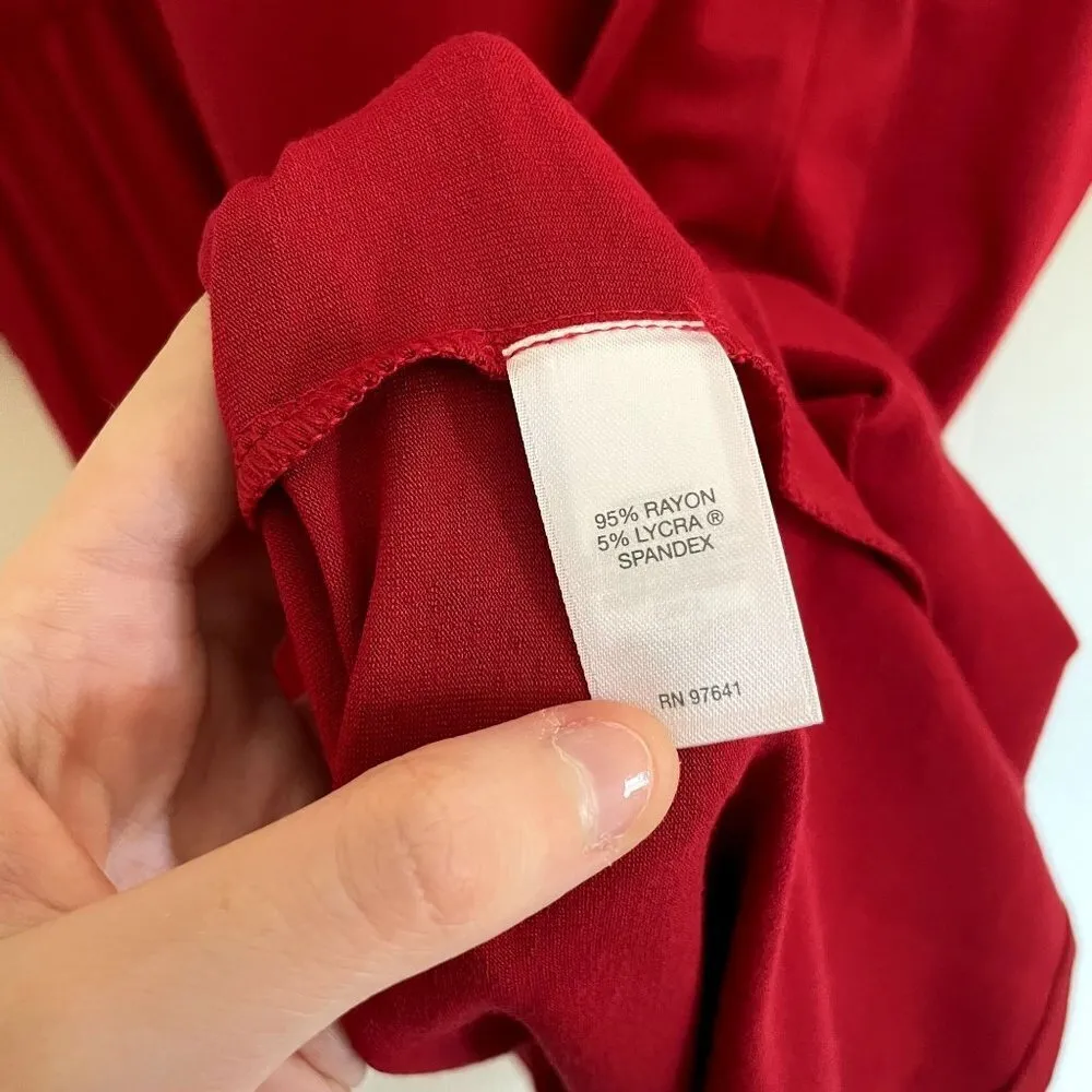 NWT J.Jill red 3/4 sleeve red dress crewneck ruched waist comfortable rayon - Image 6