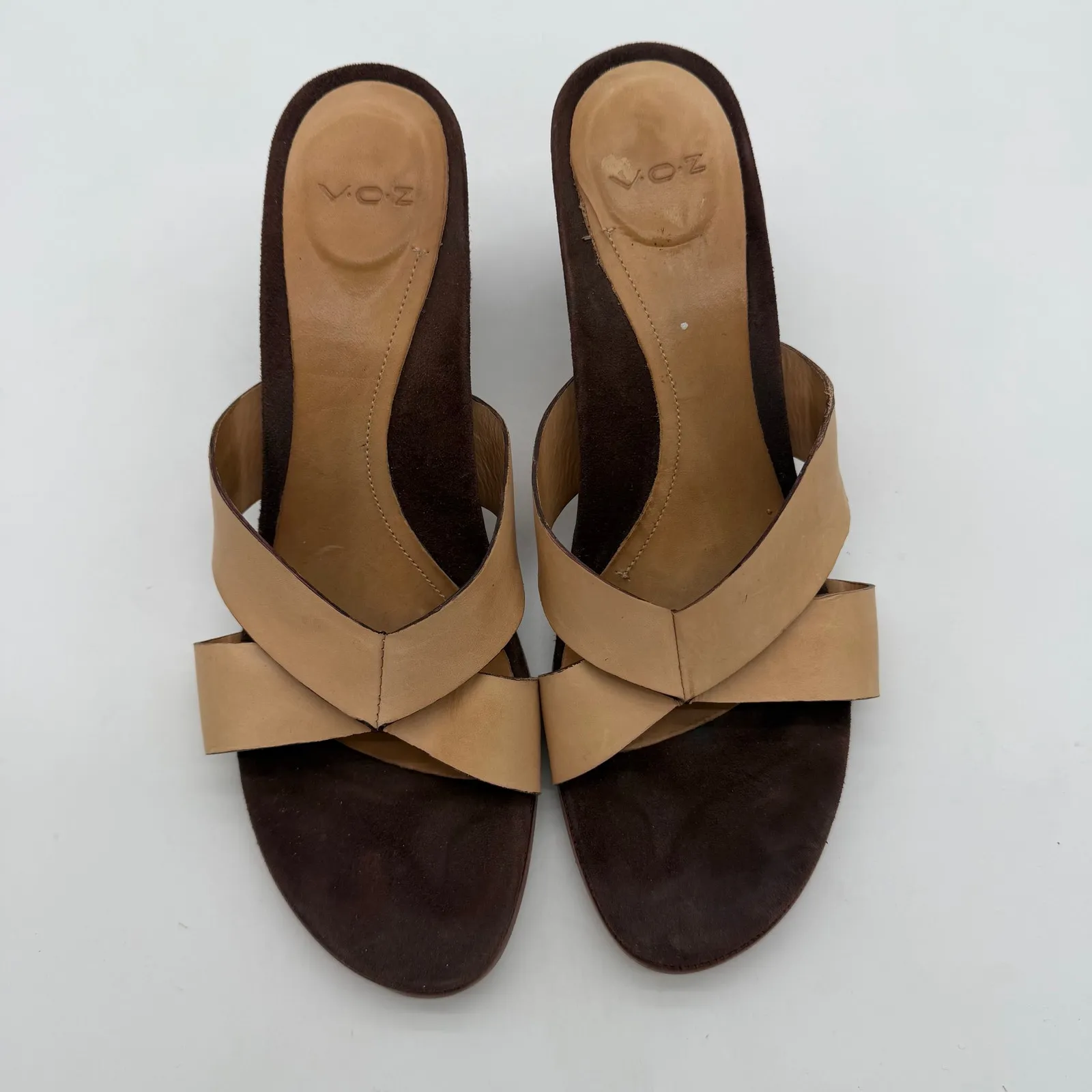 VOZ Y2K Vintage Brazil Leather Tan Comfort Casual Block Heel Sandals 8 - Image 7