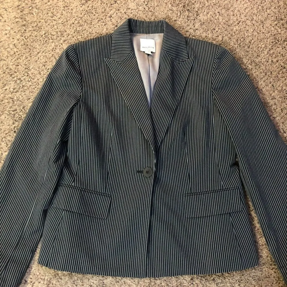 Anne Klein Blazer Womens 10 Used Pinstripe - Image 6