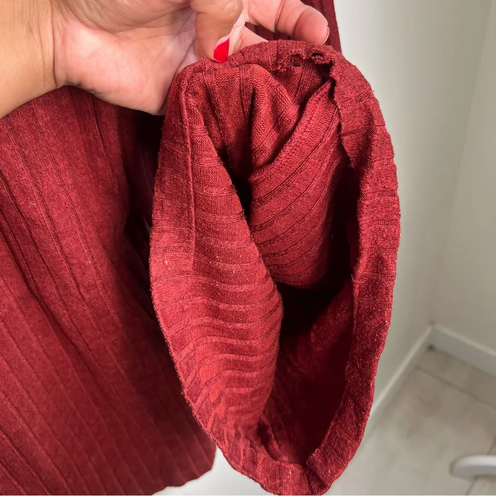 ALO Yoga Ribbed Take Comfort Wide Leg Pant - Athletic Heather burgundy size S - Image 12