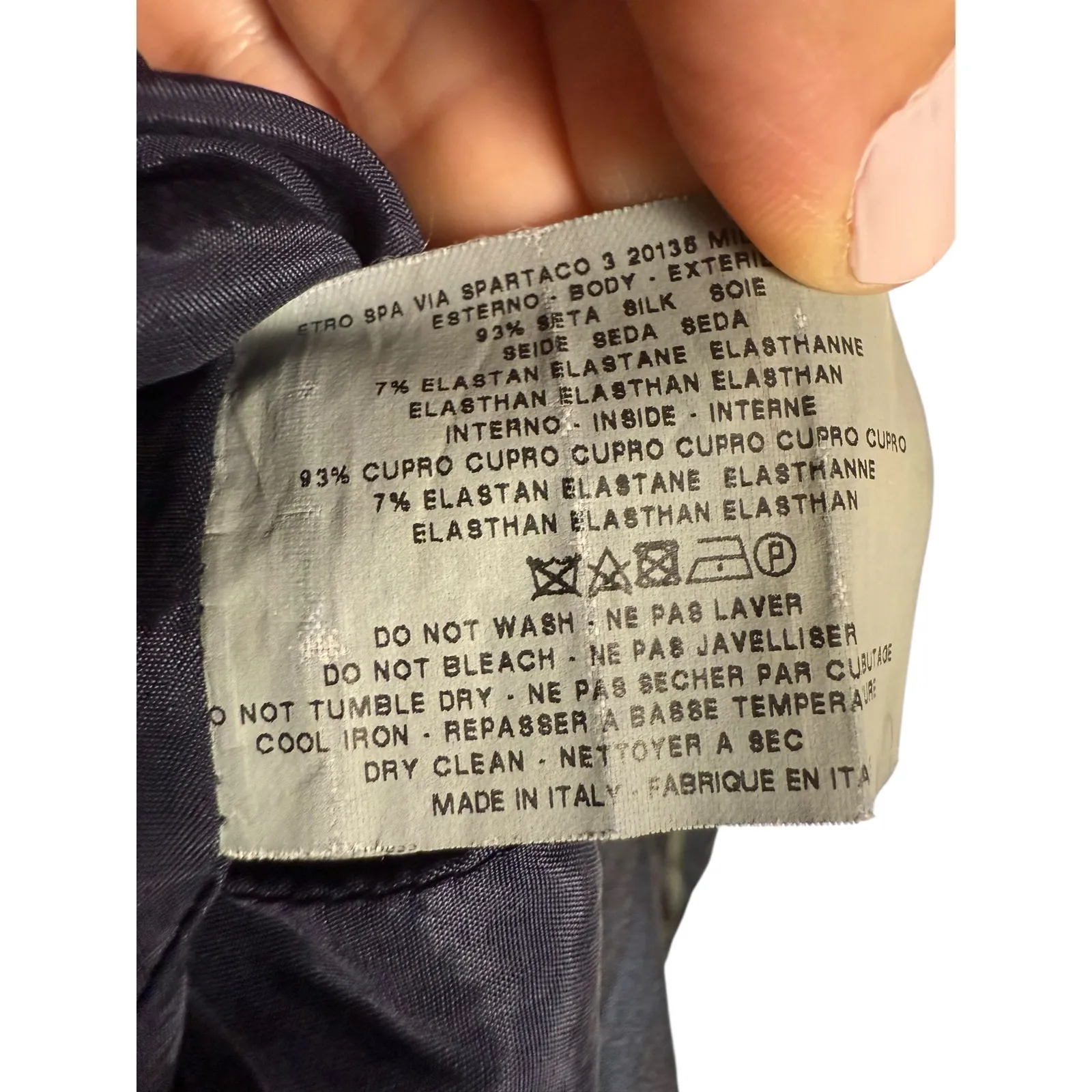 Etro Italian Silk Geometric Print 3/4 Sleeve Sheath Dress Size 8 Blue - Image 13