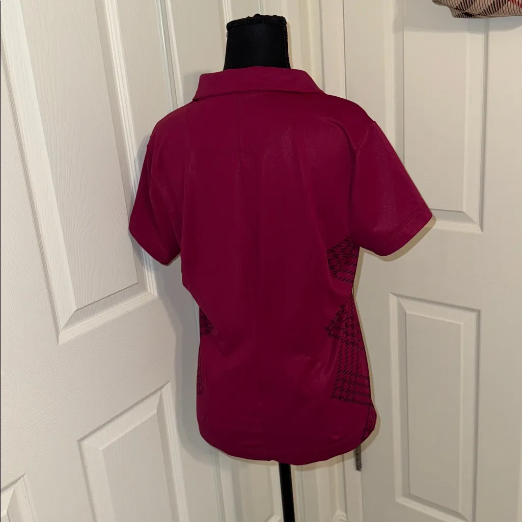 Nike Women's Maroon Zip-Up Polo Shirt - Image 4