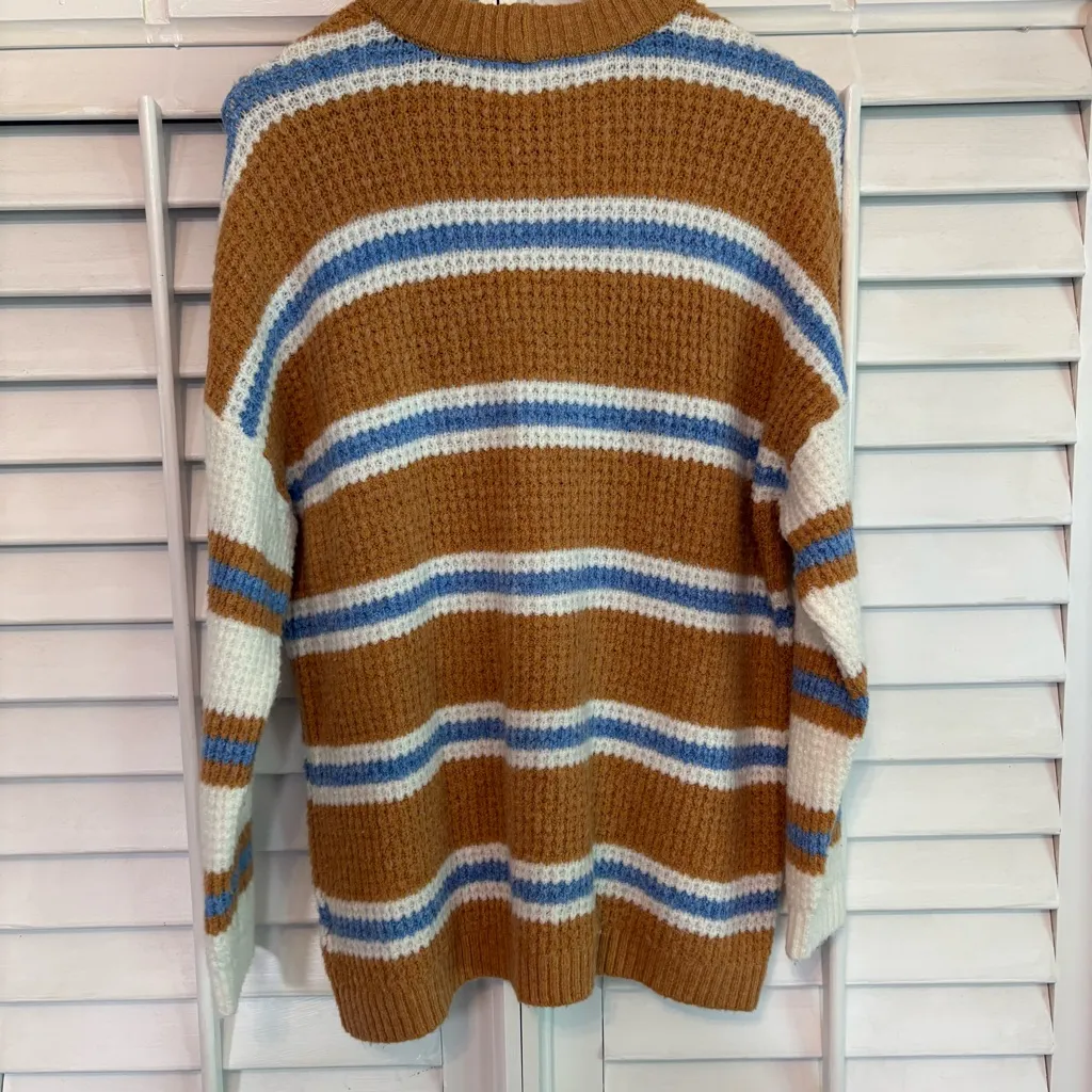 American Eagle Orange And Blue‎ Stripe Sweater Size Small - Image 2