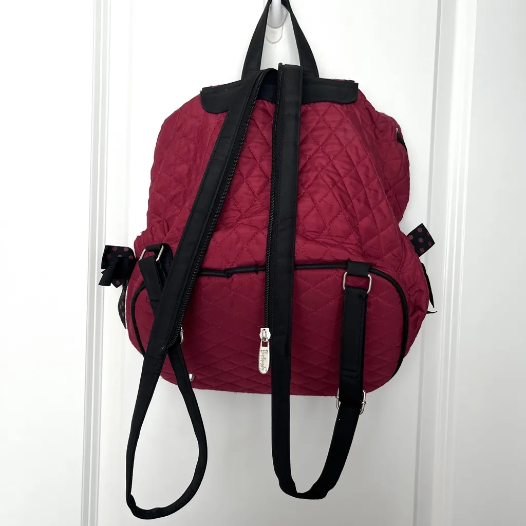 Quilted Red Backpack with Bow Accents & Initials “MLS” - Image 6