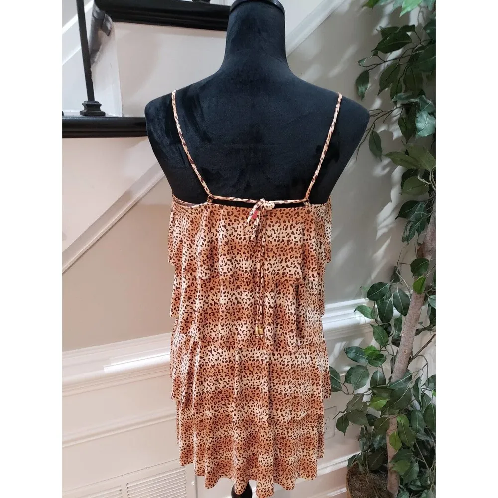 Sofia Brown Nylon Sleeveless V Neck Swimsuit Cover Knee Length Dress Size Small - Image 6