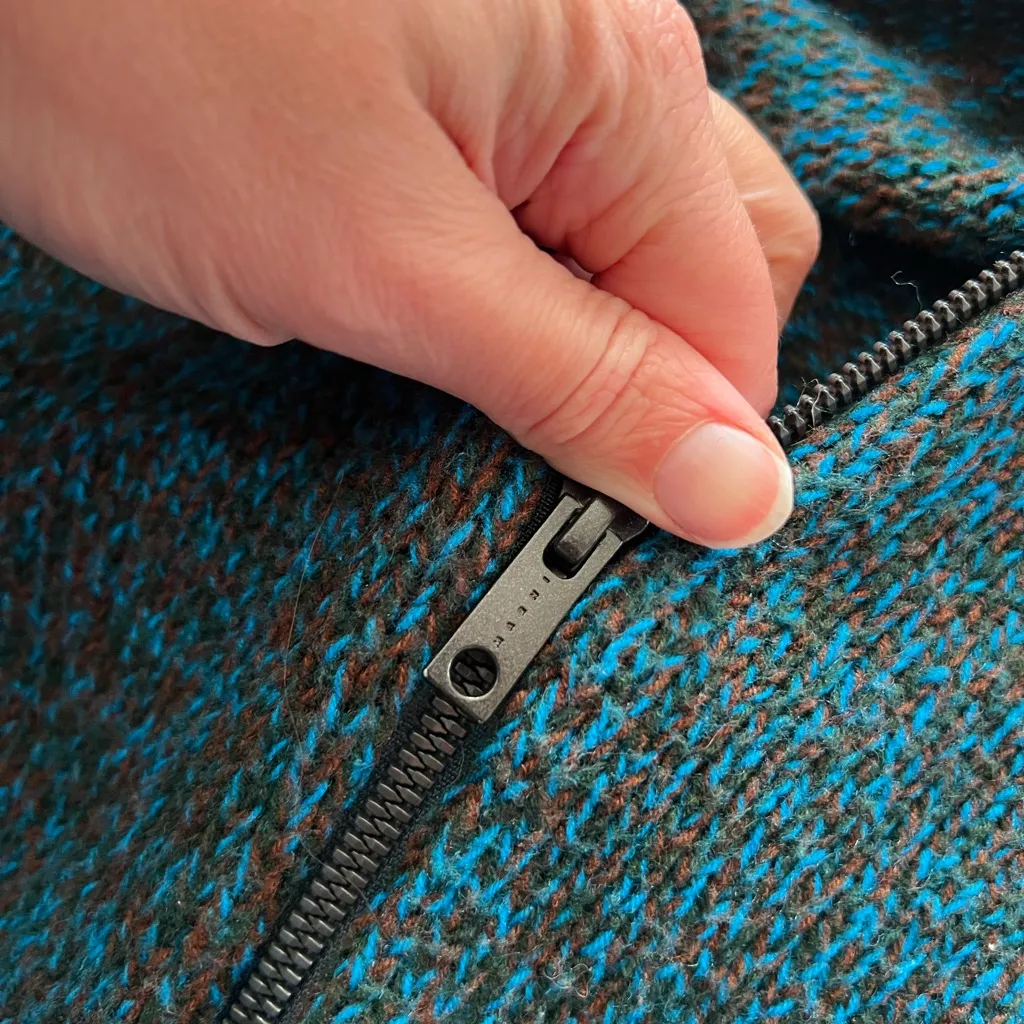 UNIQLO x MARNI Collaboration Oversize Full Zip Hoodie blue brown Knit wool Med - Image 8