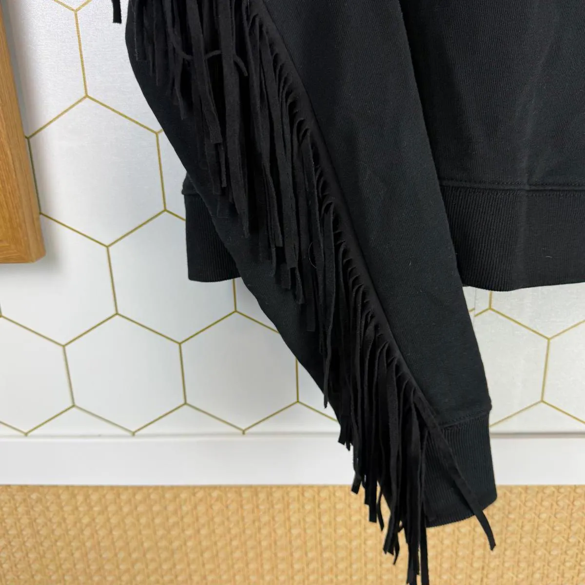 AllSaints Black Giselle Fringe Trim Casual Sweatshirt - Size - Small - Image 7