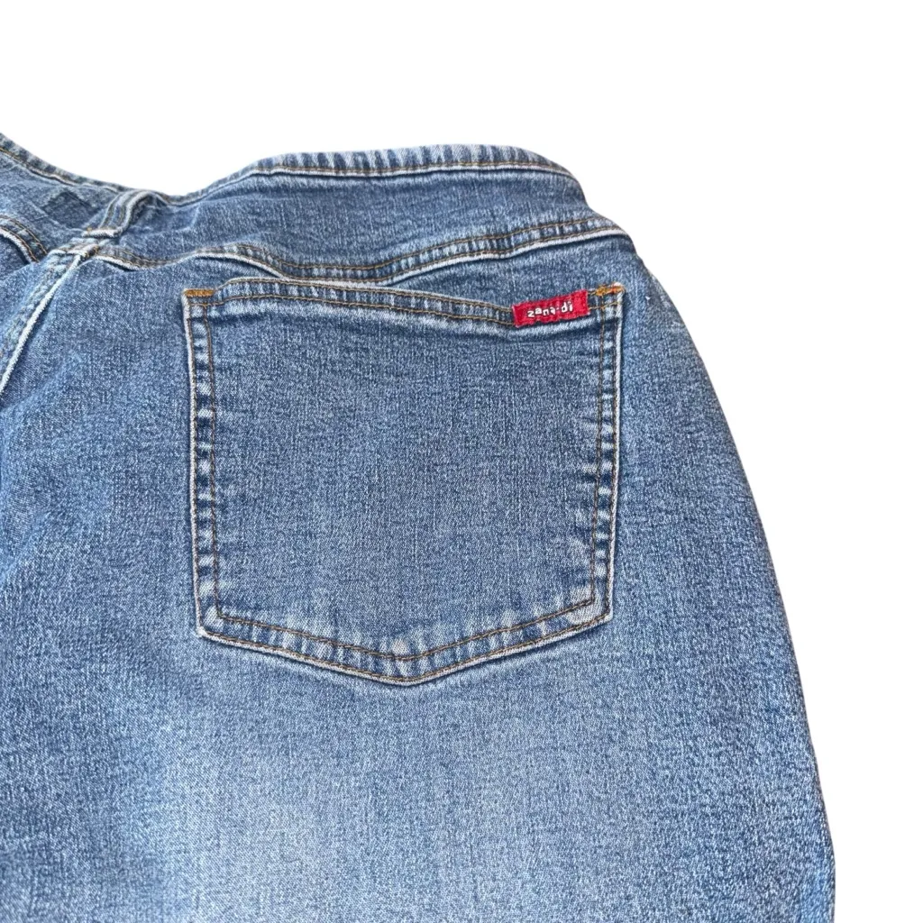 Zana Di  Womens Size 20 Blue Mid Rise Cropped Capri Med Wash Cotton Spandex - Image 5