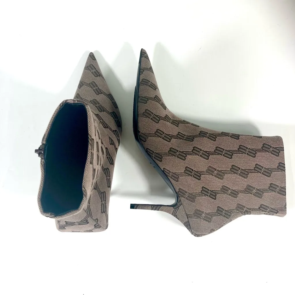 Balenciaga So Knife Logo Jacquard Pointed Toe Bootie 39 EU NEW BB Monogram - Image 3