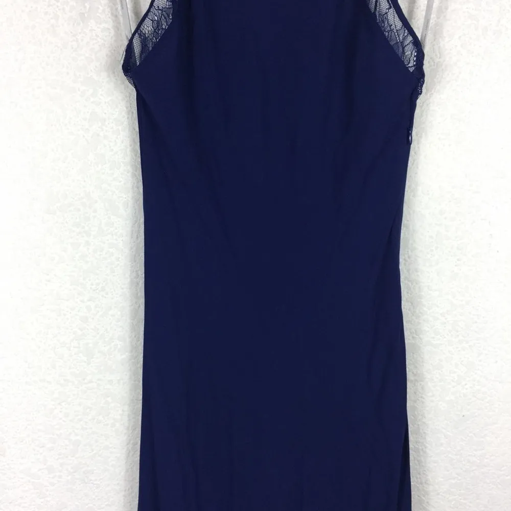 Lovers + Friends Slip Maxi Dress Medium Sheer Bliss Navy Lace Low Back Wedding - Image 10