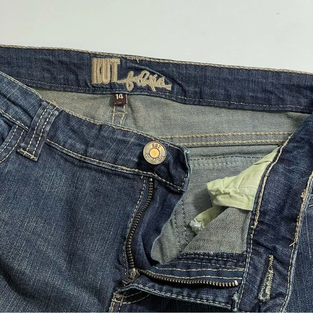 Kut From‎ The Kloth Mid Rise Boot Cut Denim Blue Jeans Size 12 / 14 - Image 4