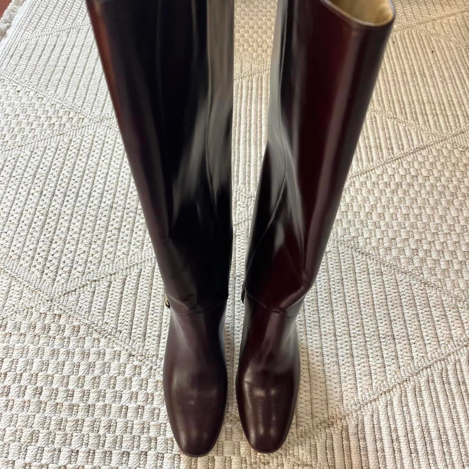 Reformation Gaelle 75MM Leather Knee-High Boots in Ruby - Image 9