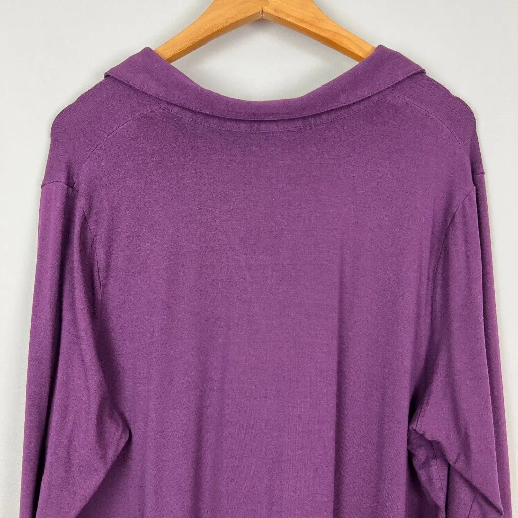 J Jill Dress 2X Shirt Plum Purple Shift‎ Stretch Long Sleeve V-Neck Above Knee - Image 5