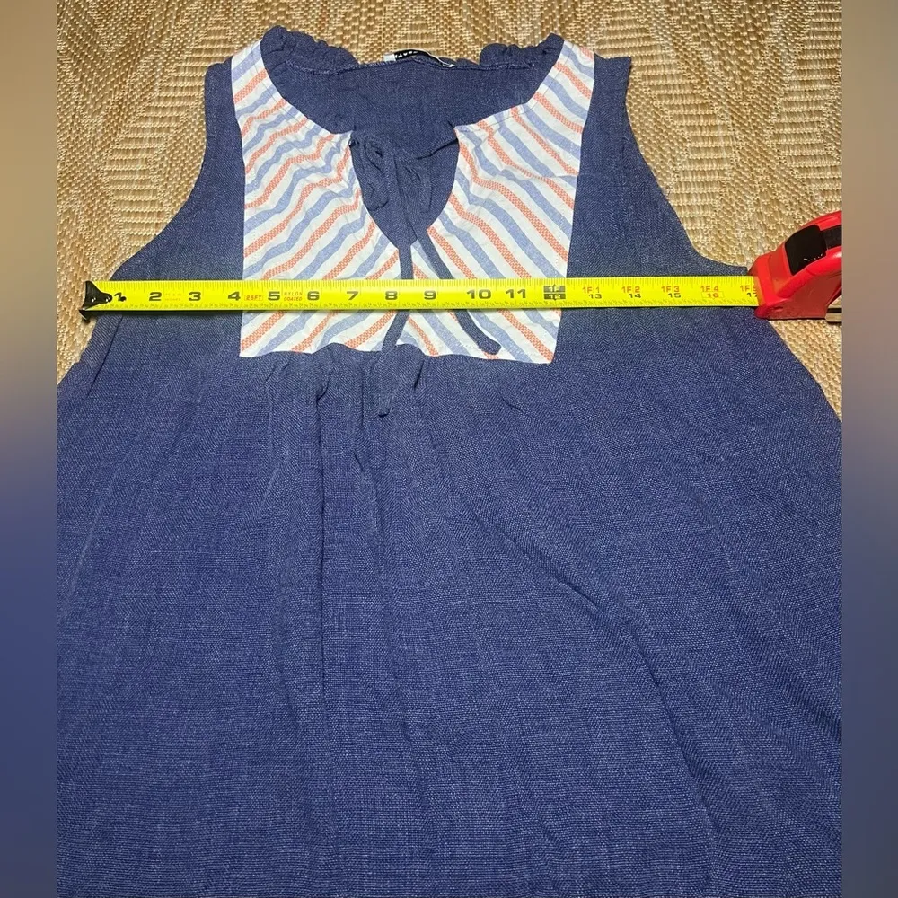 Staccato Boutique Women's Navy Tank Top Tie Front,Stripes,SZ M,Great Condition - Image 6