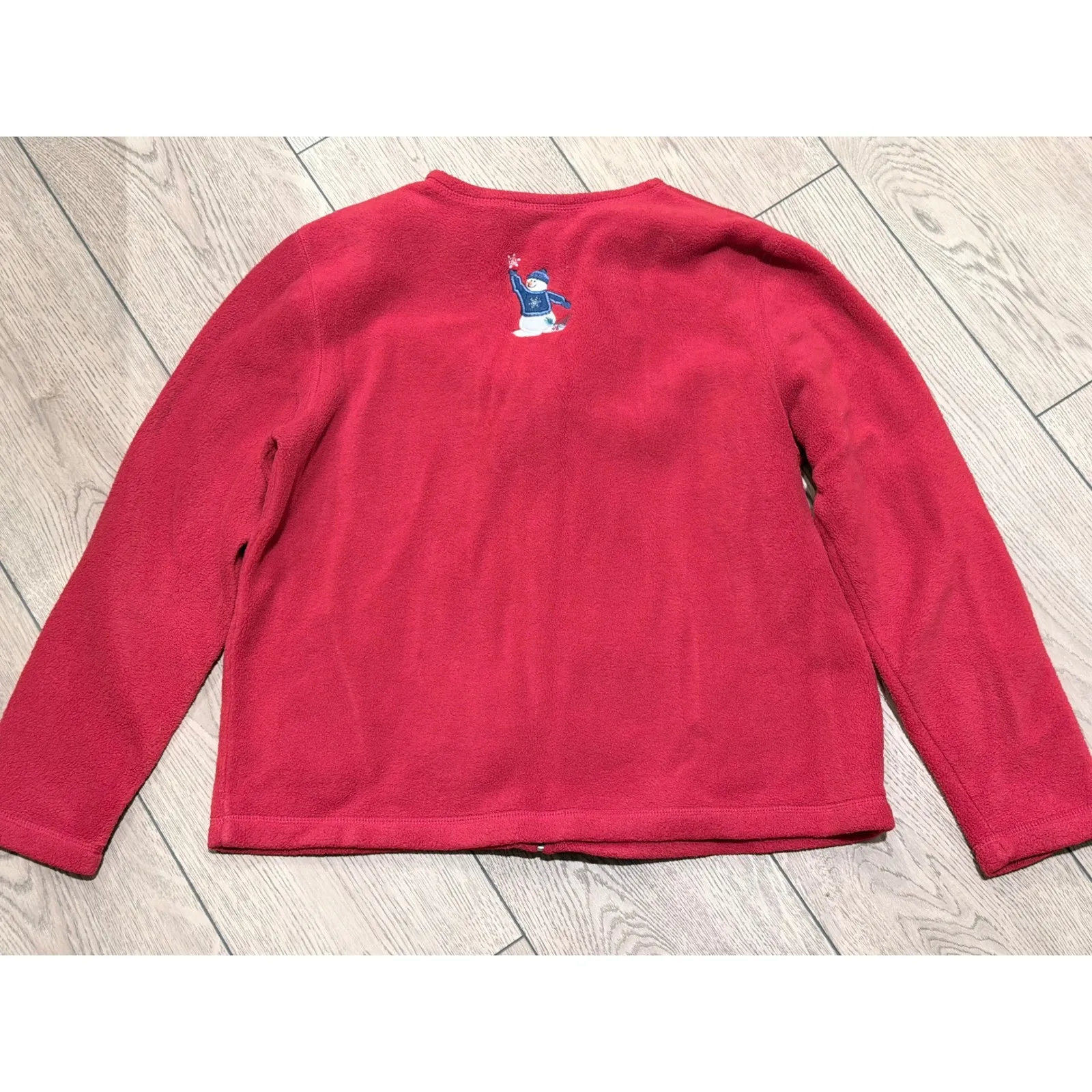 C&B Sport Croft & Barrow Red Fleece Zip Up Jacket Snowman Womens Petite M Medium Size undefined - Image 4