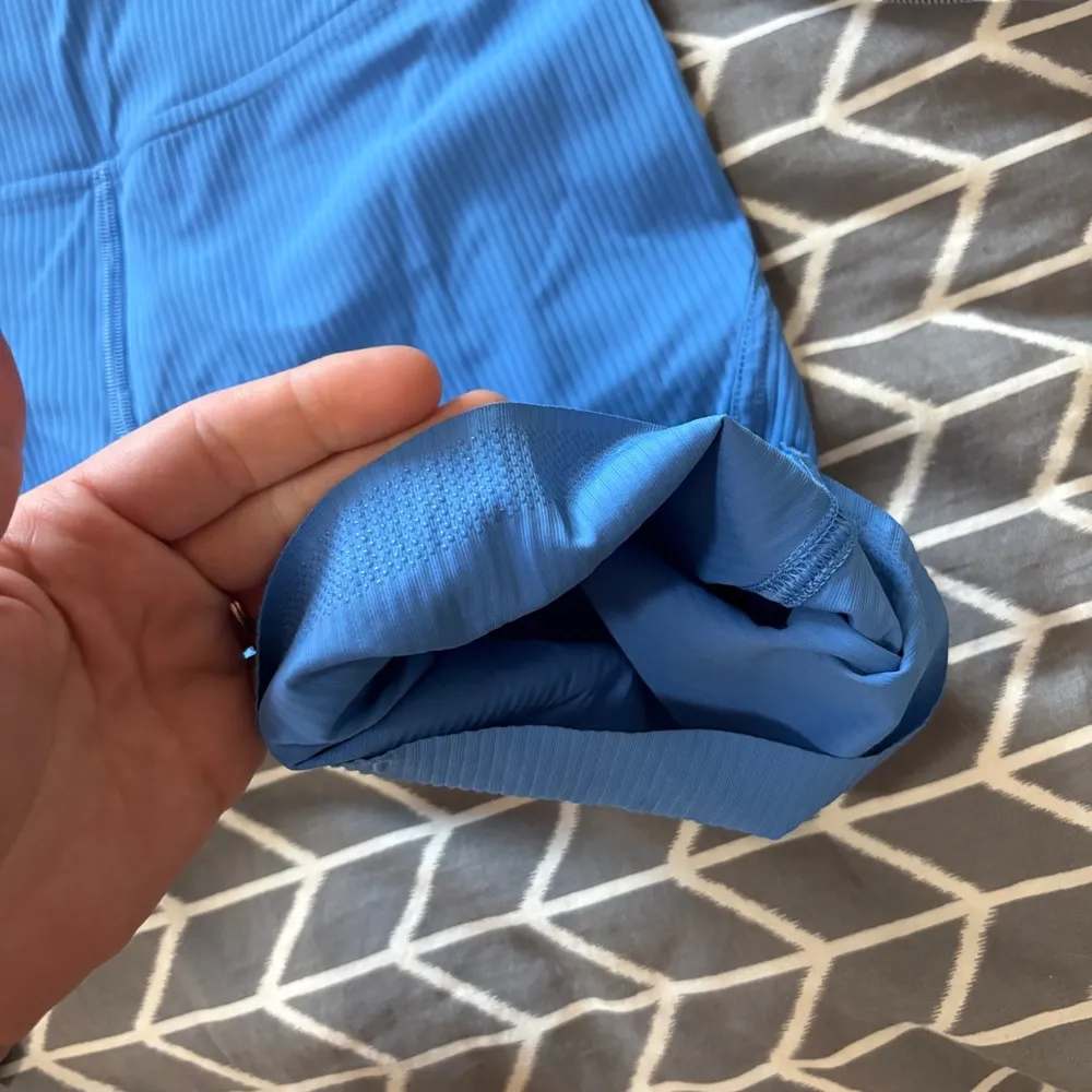 Lululemon Base Pace High Rise Biker Running Short 8" Ribbed Nulux Blue Nile Sz 6 - Image 6