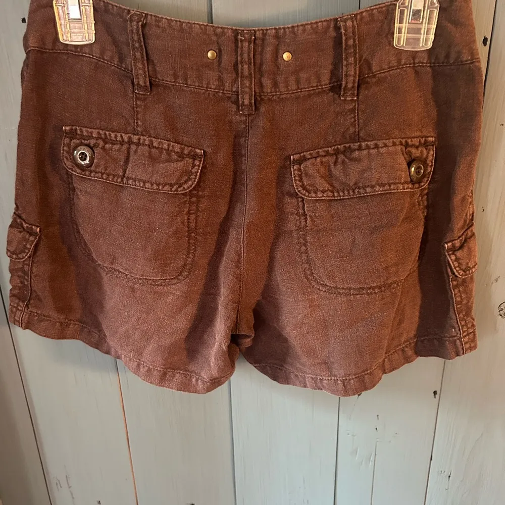 Anthropologie Hei Hei Brown Linen Cargo Shorts | Women’s Size 2 - Image 2