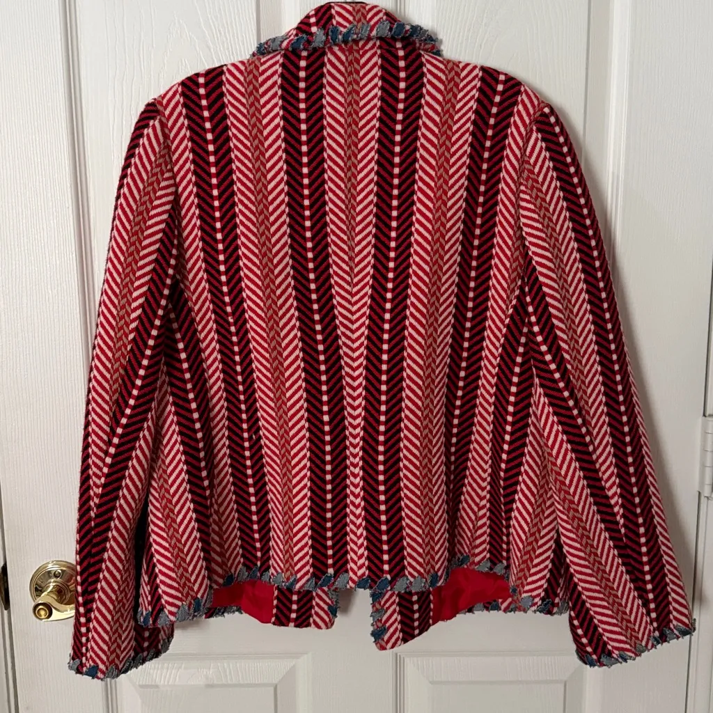 Escada Red and Black Patterned Blazer wool size 44 - Image 6