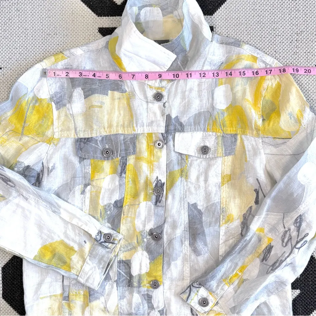 Simply Art by Dolcezza Woven Linen Bomber Jacket in Citron Mist I Medium Yellow - Image 8