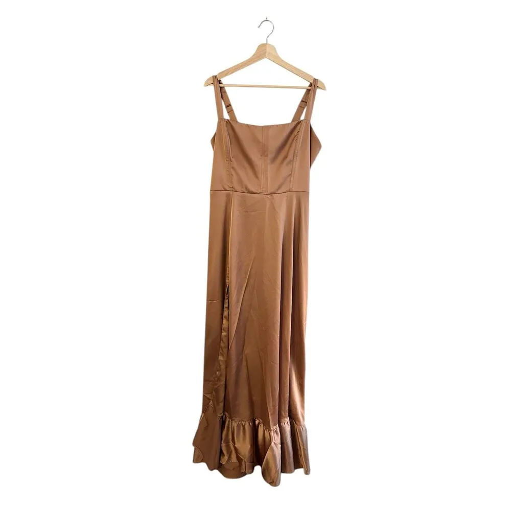 Show Me Your Mumu Clarissa Corset Dress in Copper Luxe Satin XXL - Image 3