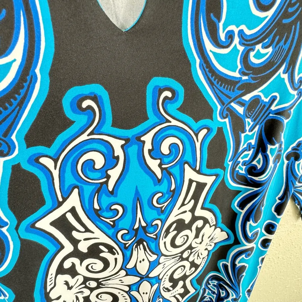 Bedford Fair Colorful 3/4 Sleeve Stretchy Mid Dress Made In USA Size M Size M - Image 3