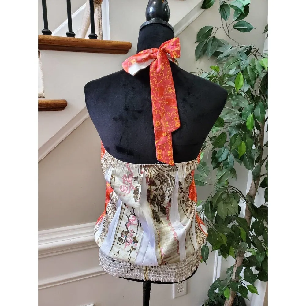 M.K.M Designs Women's Multicolor Polyester Halter Neck Sleeveless Top Blouse M - Image 5