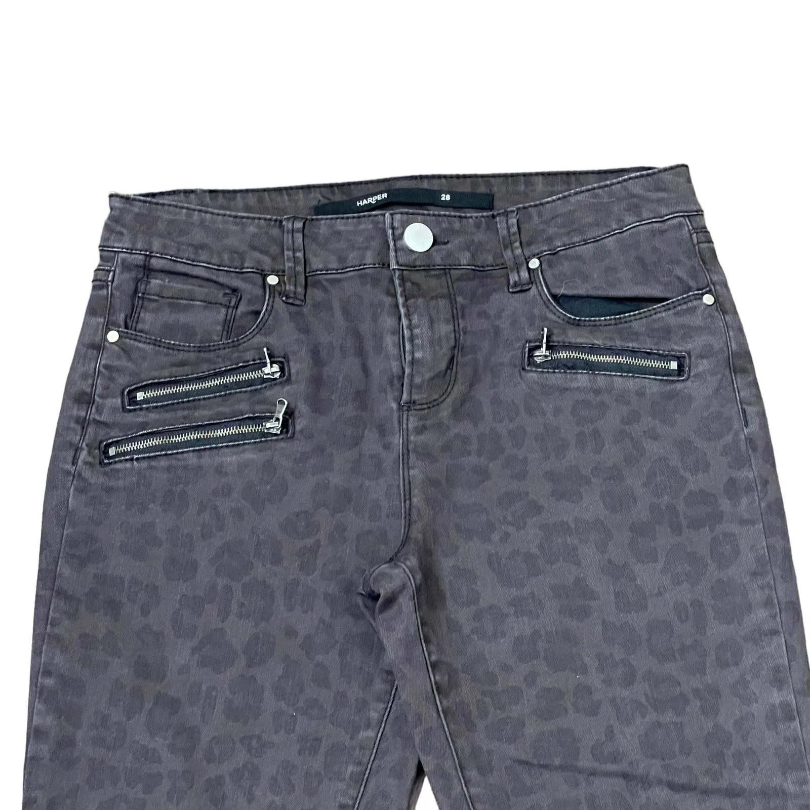 Harper Skinny Jeans Size 28 Black Gray Animal Print Womens Denim‎ Stretch 28X27 - Image 2
