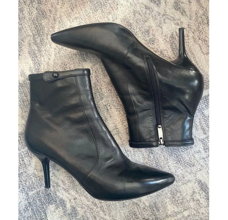 Via Spiga Madeline black Leather Stilettos Ankle Boots Booties size 7.5 - Image 5