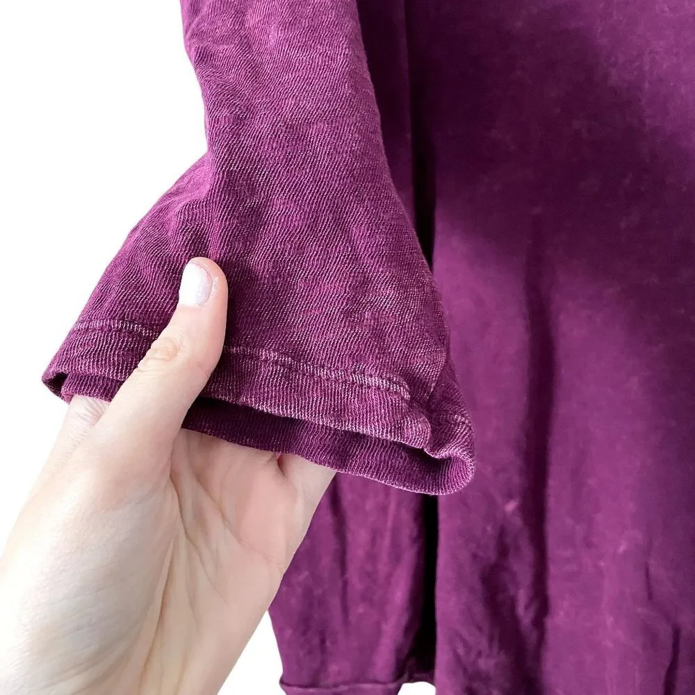 Terra Sky purple cotton 3/4 sleeve top blouse crewneck shirt bright deep comfort - Image 4