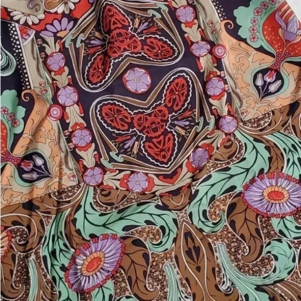 Anna Sui For Anthropologie Art To Wear Nouveau Bohemian 100% Silk Dress Size 2 - Image 3