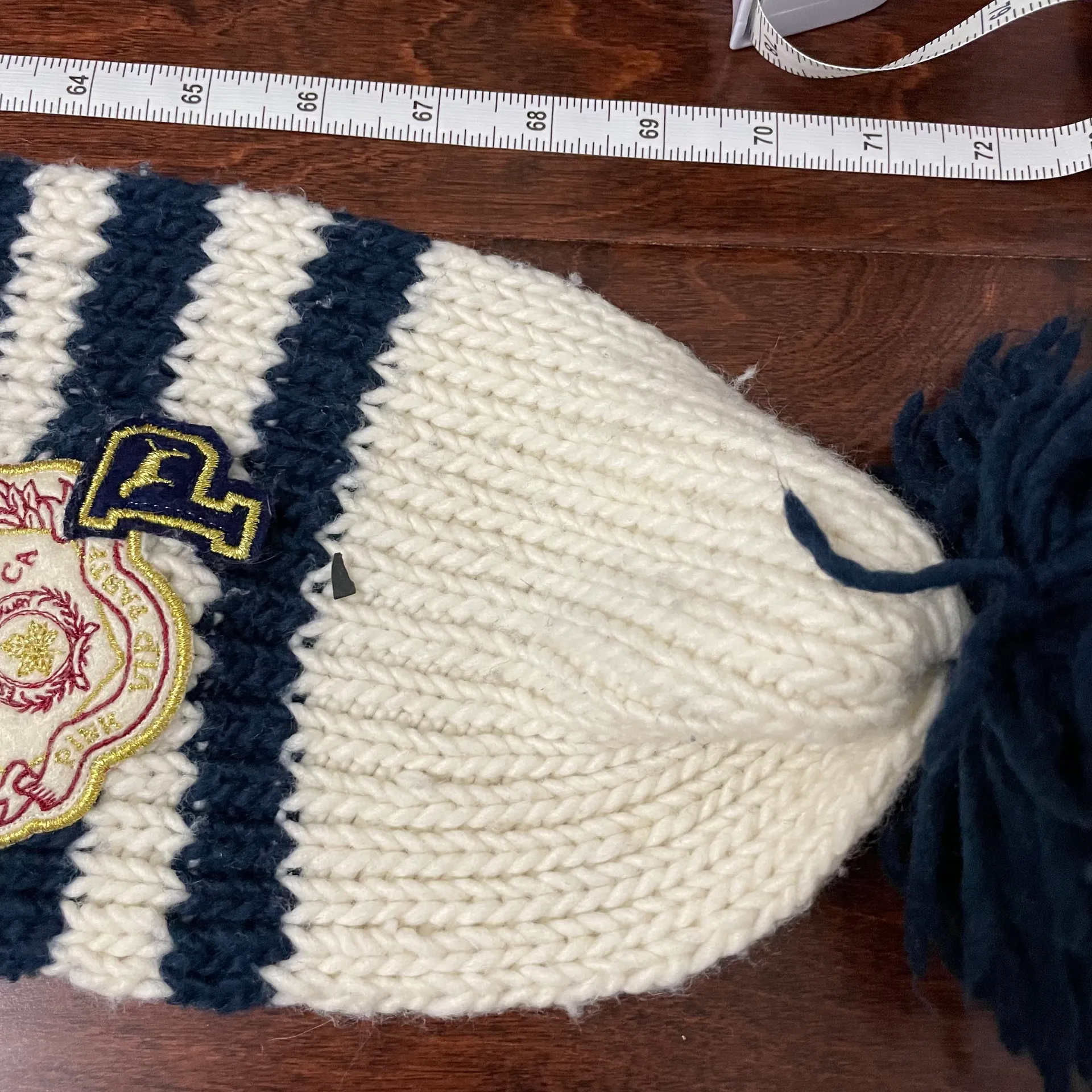 Victoria's Secret   Navy Blue and Cream Grand Lodge College Patch Scarf - Image 9