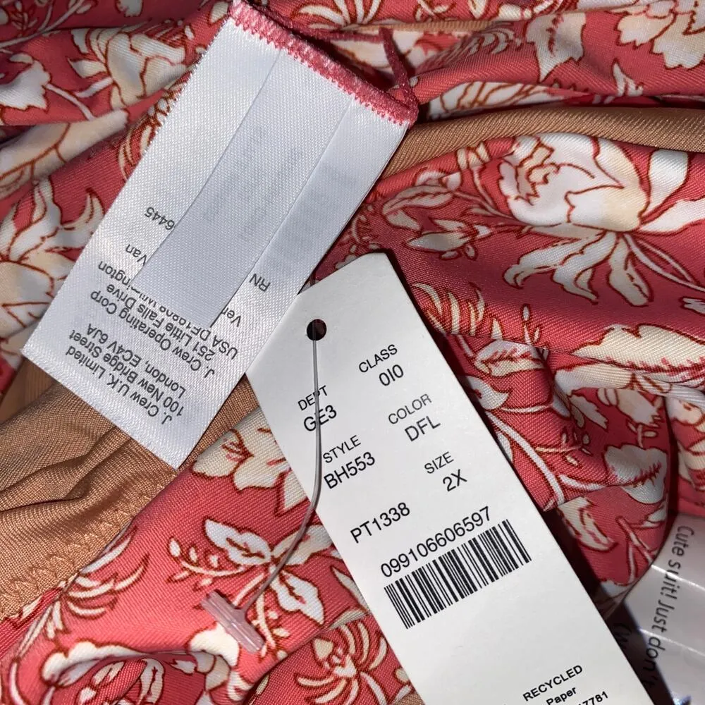 NWT J. Crew Coral Pink Floral Cheeky Bikini Swim Bathing Suit Bottom Size 2X - Image 7